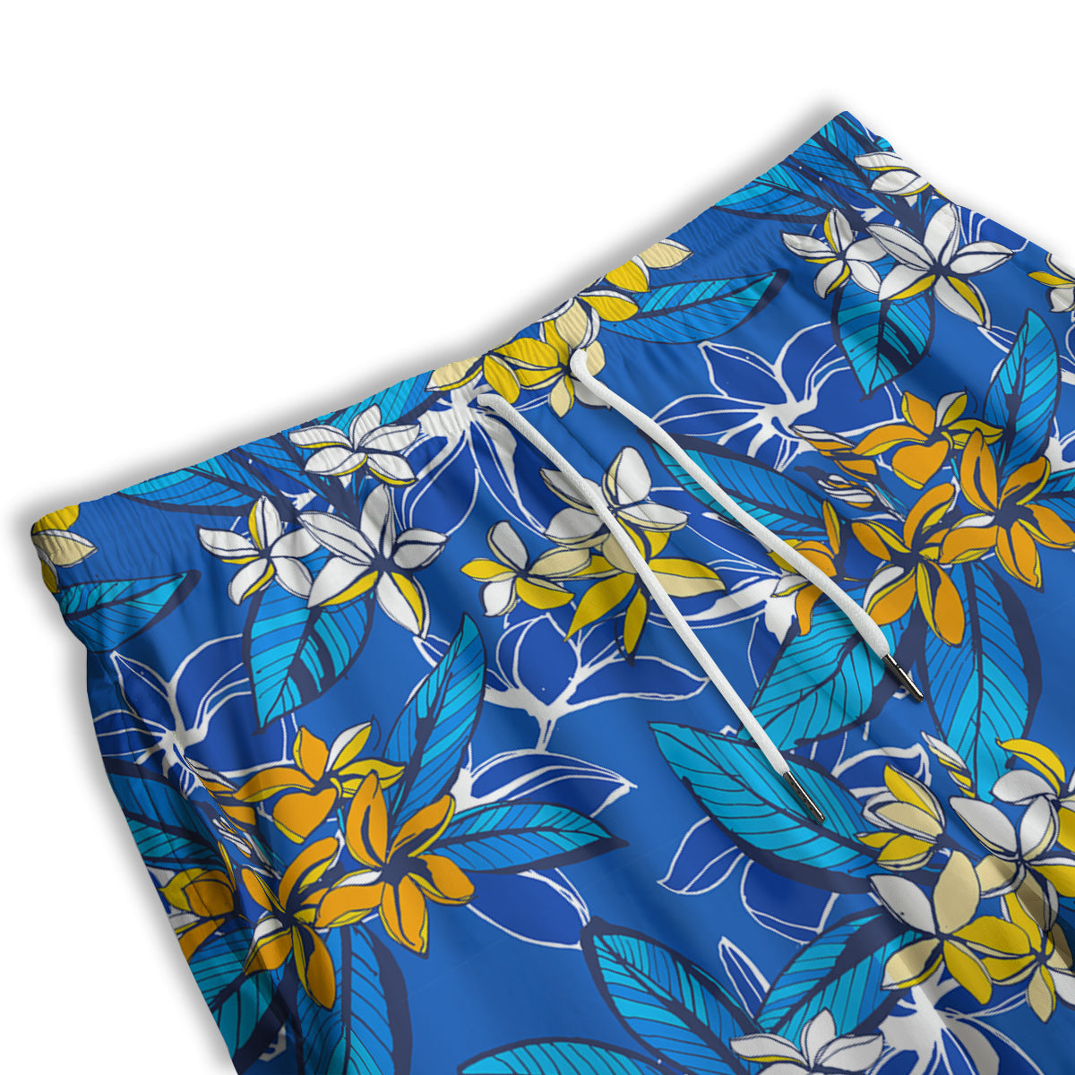 Plumeria Flower Yellow And White Blue Print Pattern Men's Athletic Shorts
