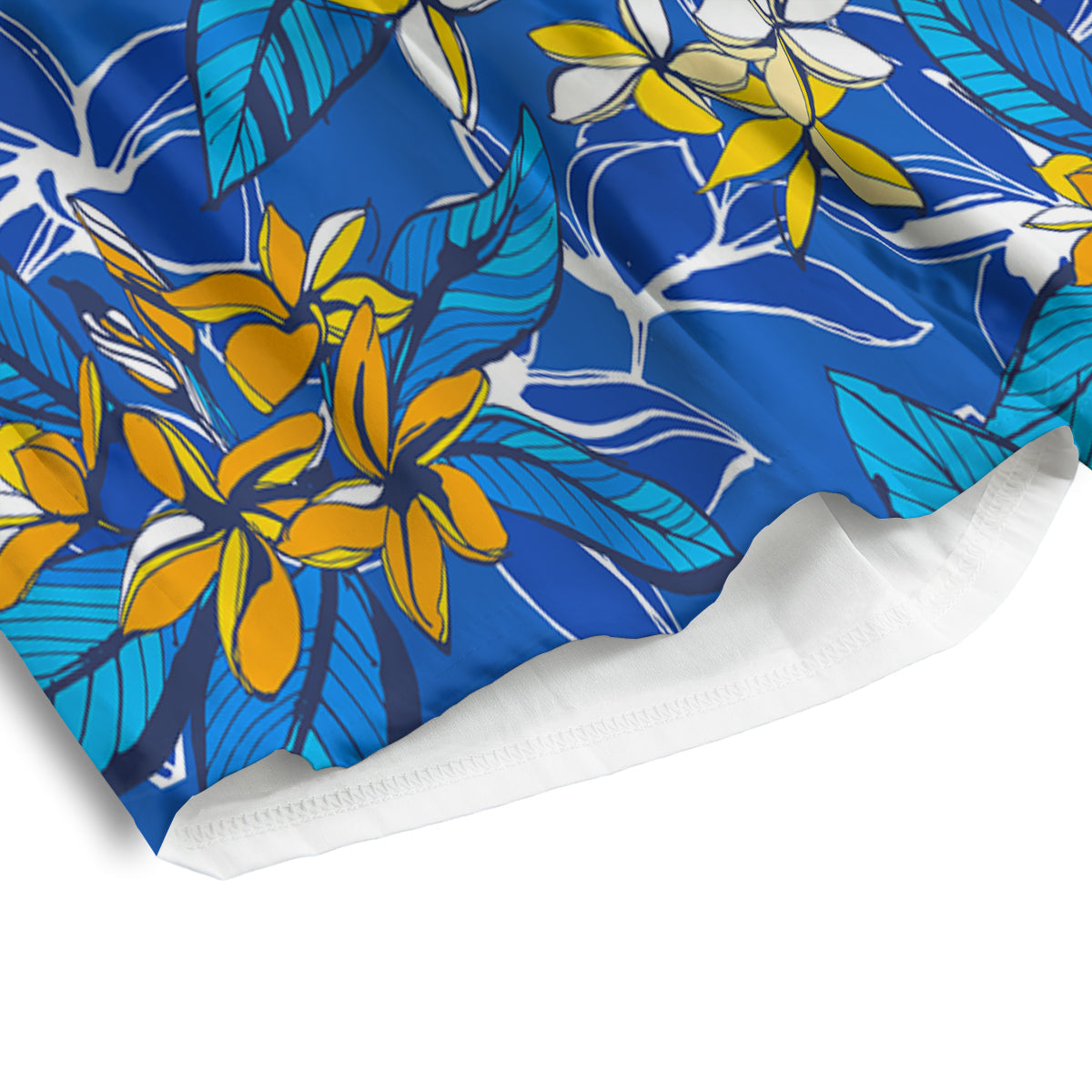 Plumeria Flower Yellow And White Blue Print Pattern Men's Athletic Shorts