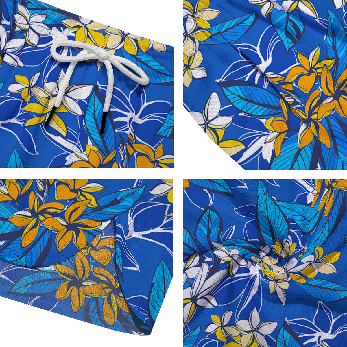 Plumeria Flower Yellow And White Blue Print Pattern Men's Running Shorts-grizzshop