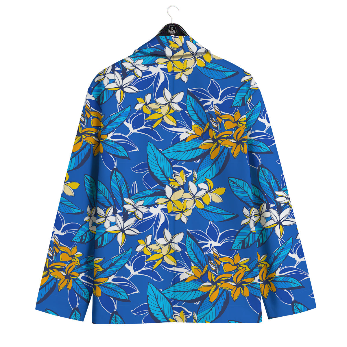 Plumeria Flower Yellow And White Blue Print Pattern Men's Sport Coat-grizzshop