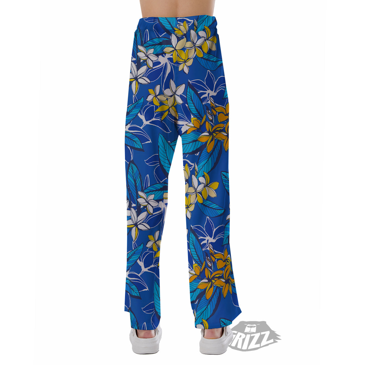 Plumeria Flower Yellow And White Blue Print Pattern Pajama Pants-grizzshop