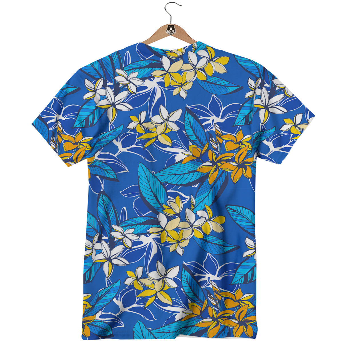 Plumeria Flower Yellow And White Blue Print Pattern T-Shirt-grizzshop