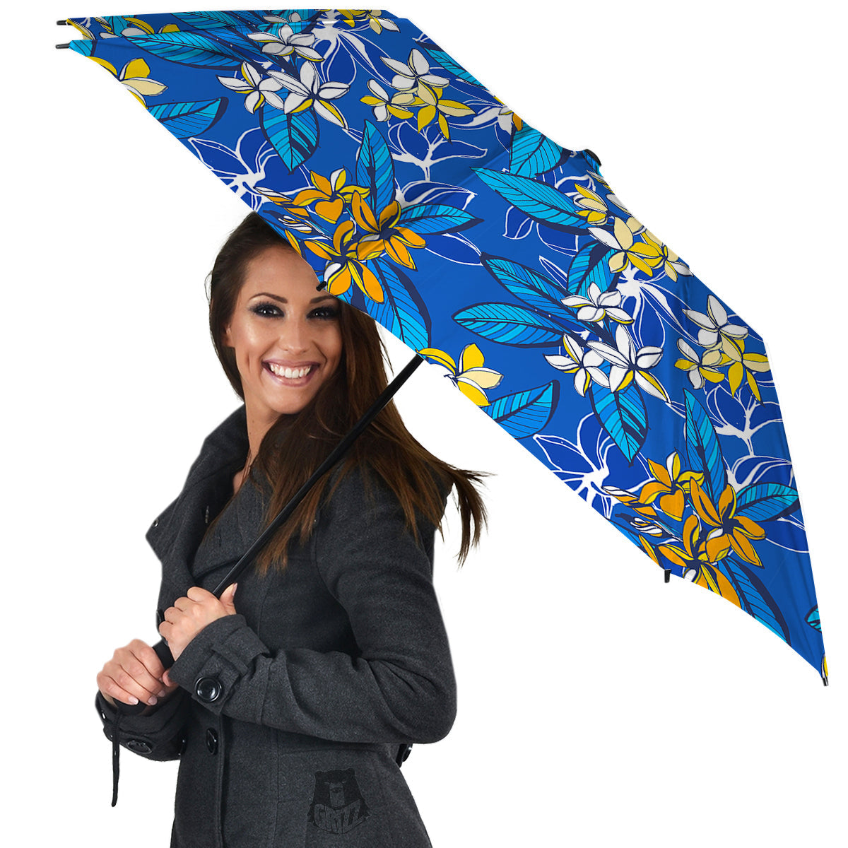 Plumeria Flower Yellow And White Blue Print Pattern Umbrella-grizzshop