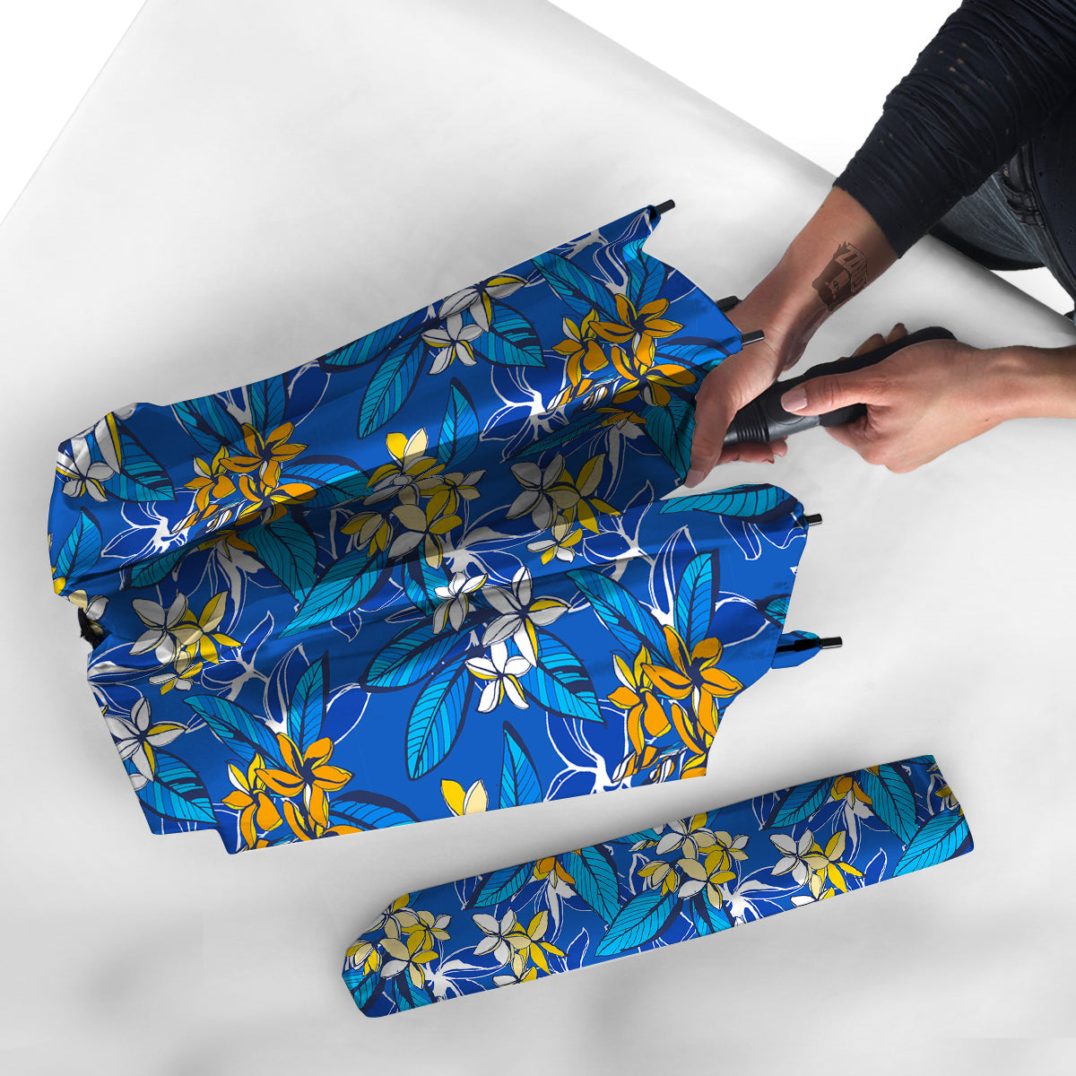 Plumeria Flower Yellow And White Blue Print Pattern Umbrella-grizzshop