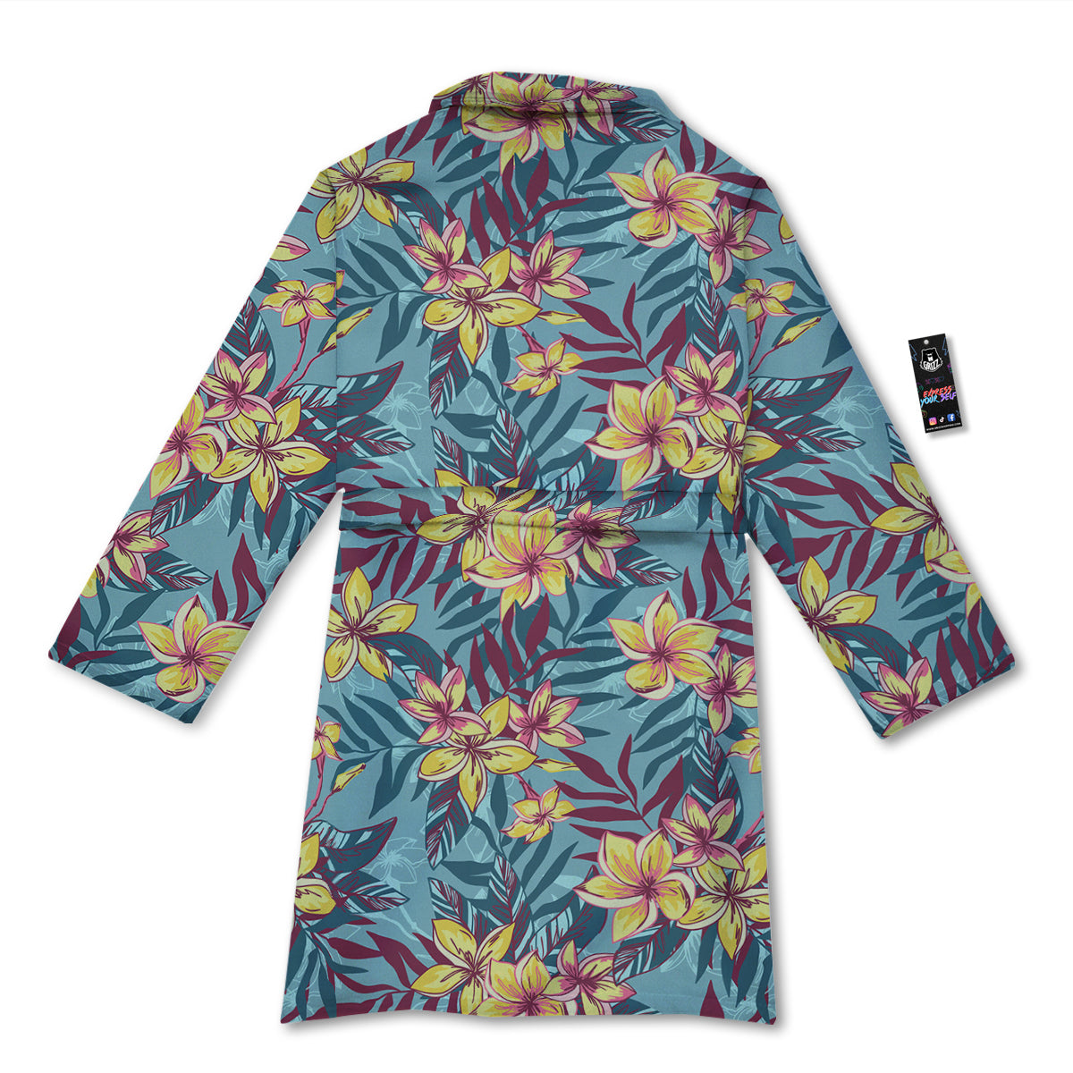 Plumeria Frangipani Tropical Print Pattern Bathrobe-grizzshop