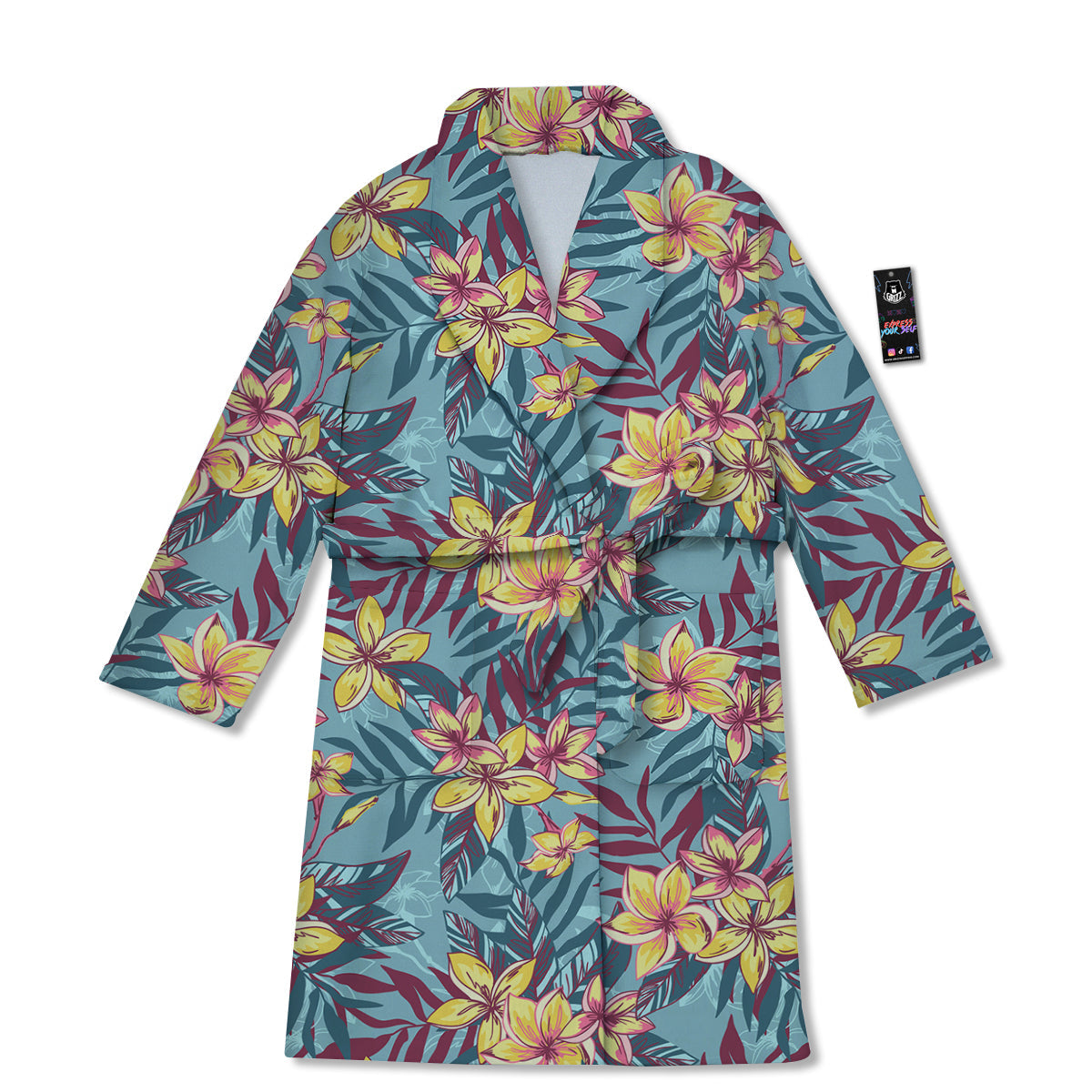 Plumeria Frangipani Tropical Print Pattern Bathrobe-grizzshop