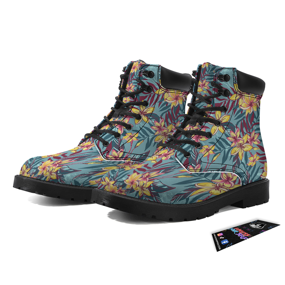 Plumeria Frangipani Tropical Print Pattern Boots-grizzshop
