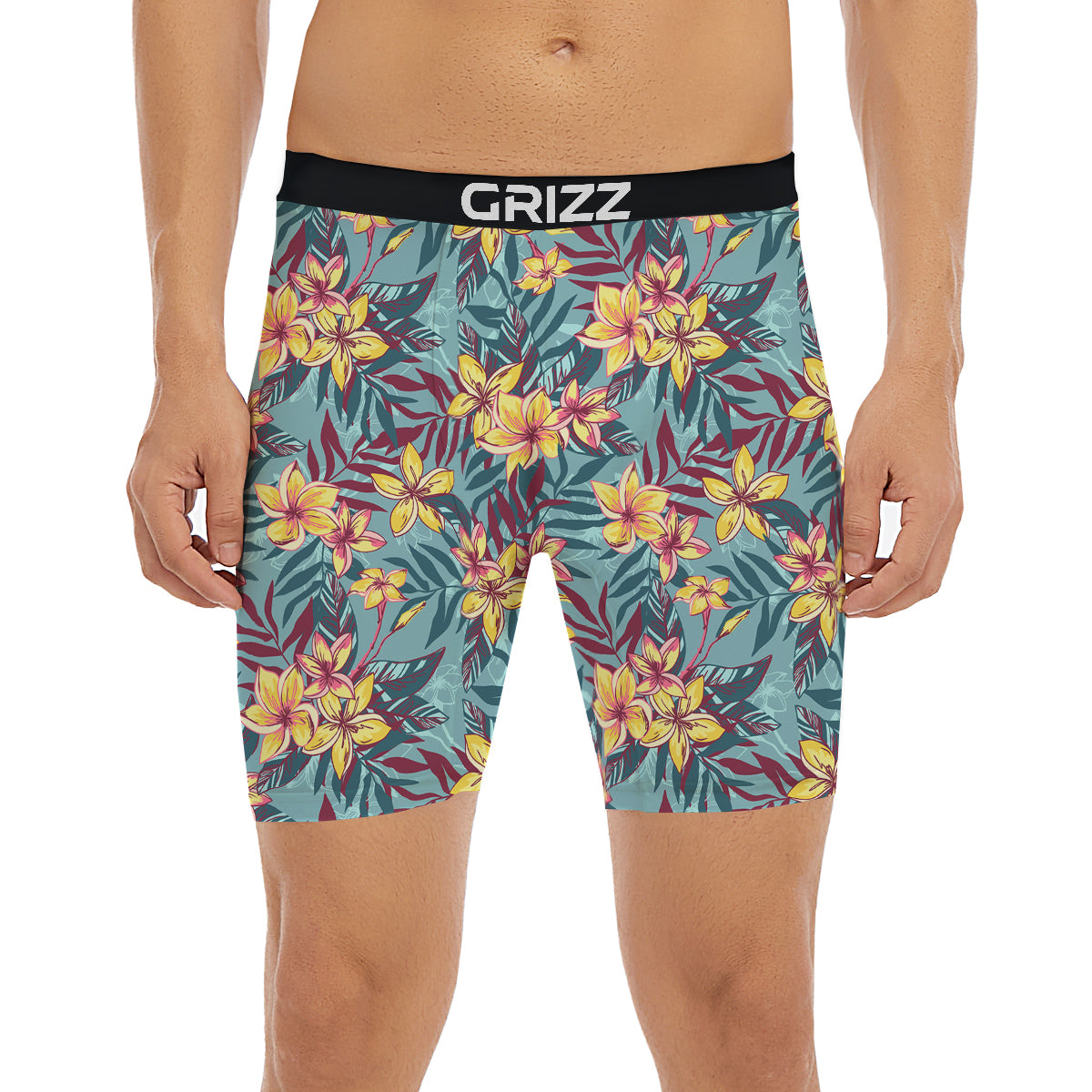 Plumeria Frangipani Tropical Print Pattern Boxer Briefs-grizzshop