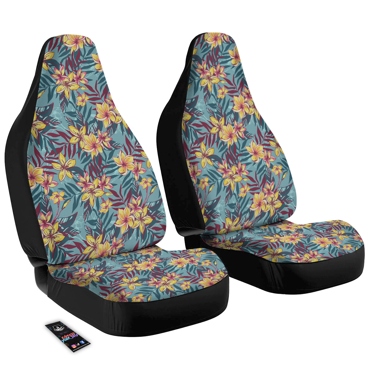 Plumeria Frangipani Tropical Print Pattern Car Seat Covers-grizzshop