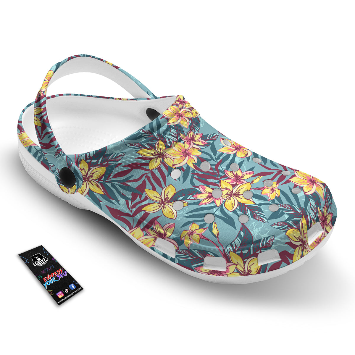Plumeria Frangipani Tropical Print Pattern Clog-grizzshop