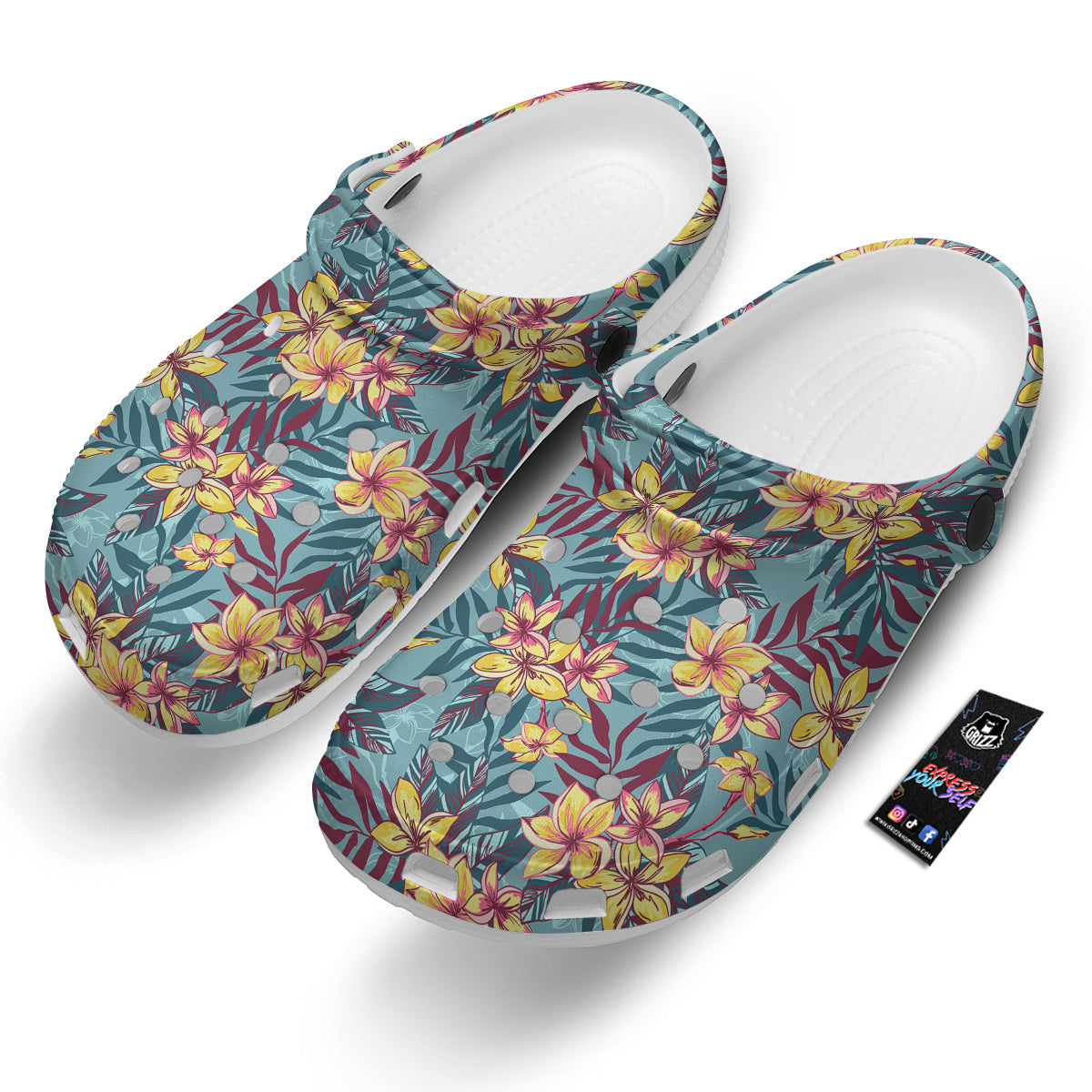 Plumeria Frangipani Tropical Print Pattern Clog-grizzshop