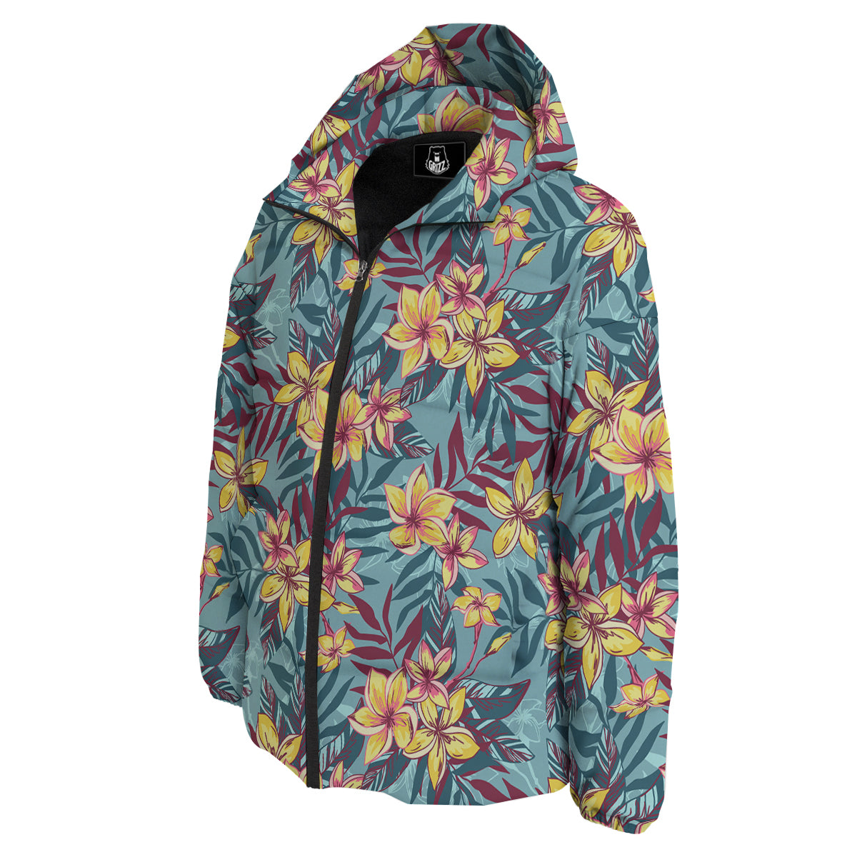 Plumeria Frangipani Tropical Print Pattern Down Jacket-grizzshop