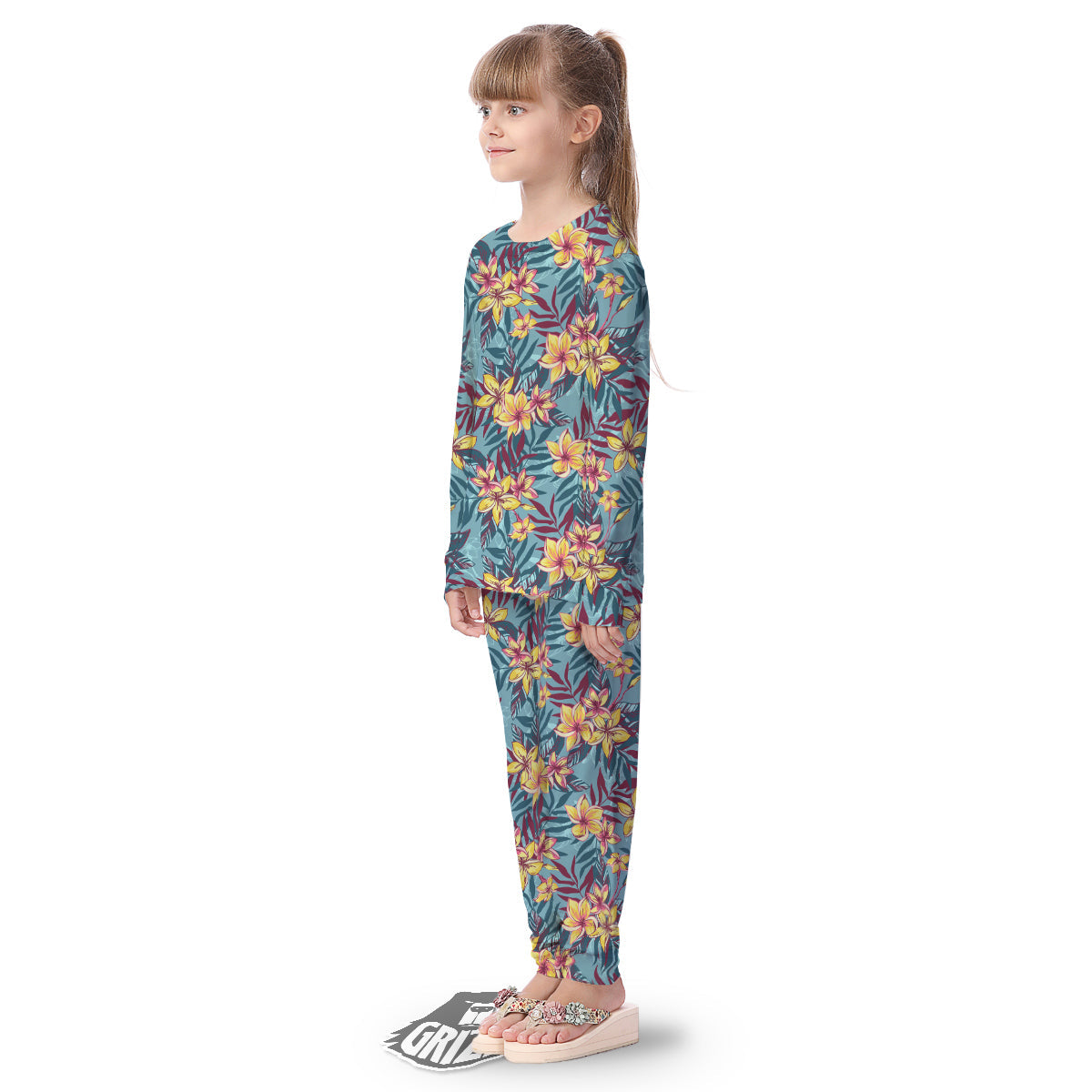 Plumeria Frangipani Tropical Print Pattern Kid's Pajamas-grizzshop