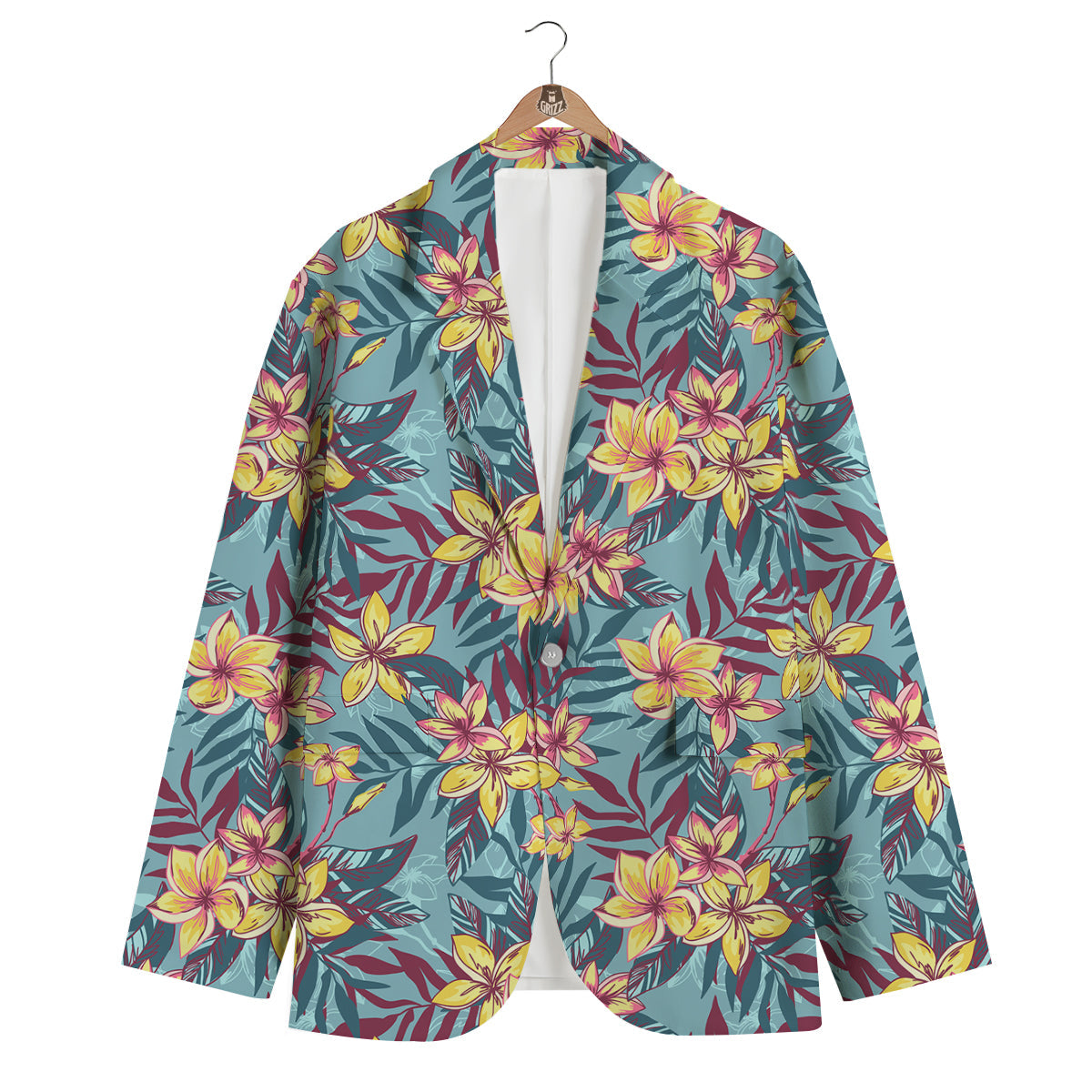 Plumeria Frangipani Tropical Print Pattern Men's Blazer-grizzshop