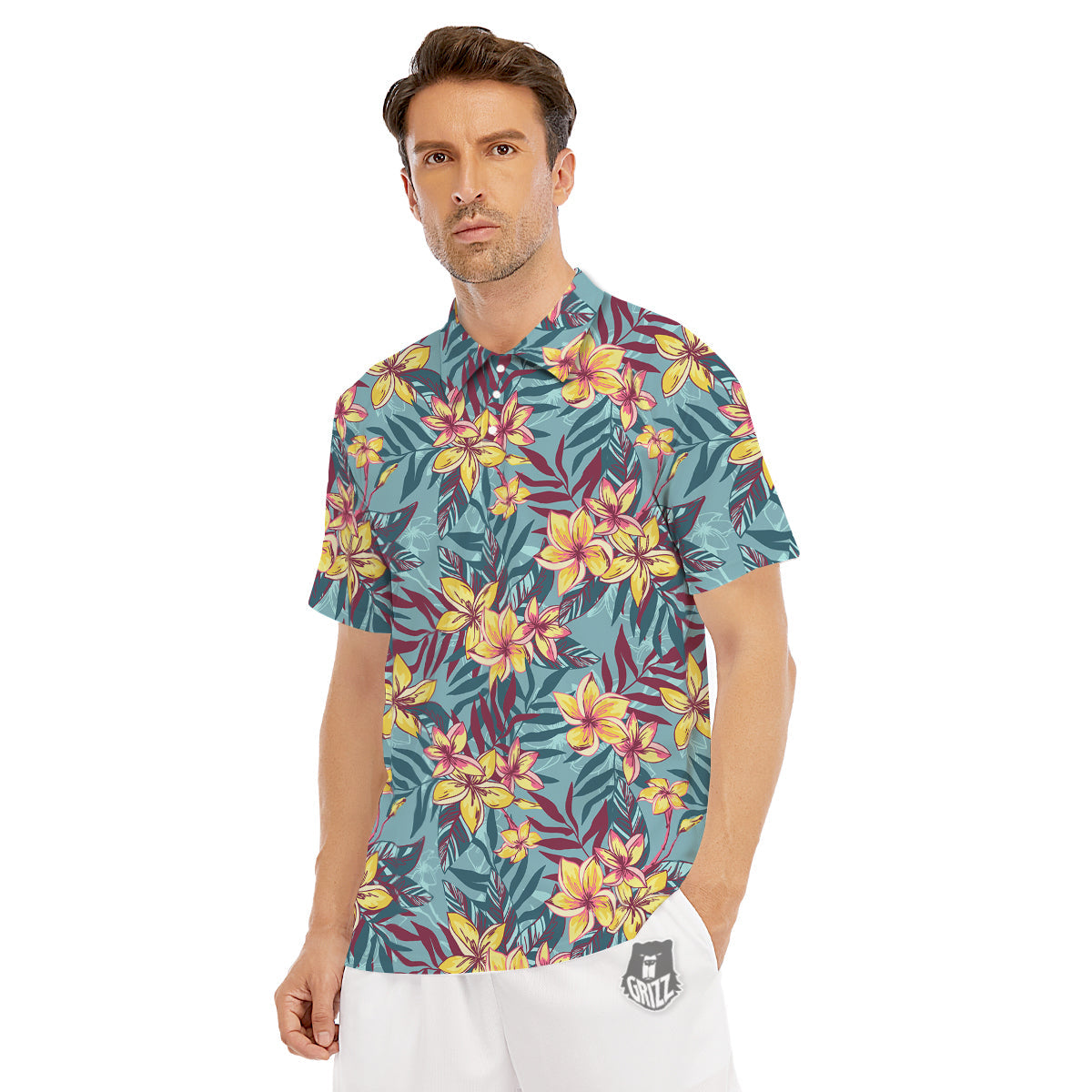 Plumeria Frangipani Tropical Print Pattern Men's Golf Shirts-grizzshop