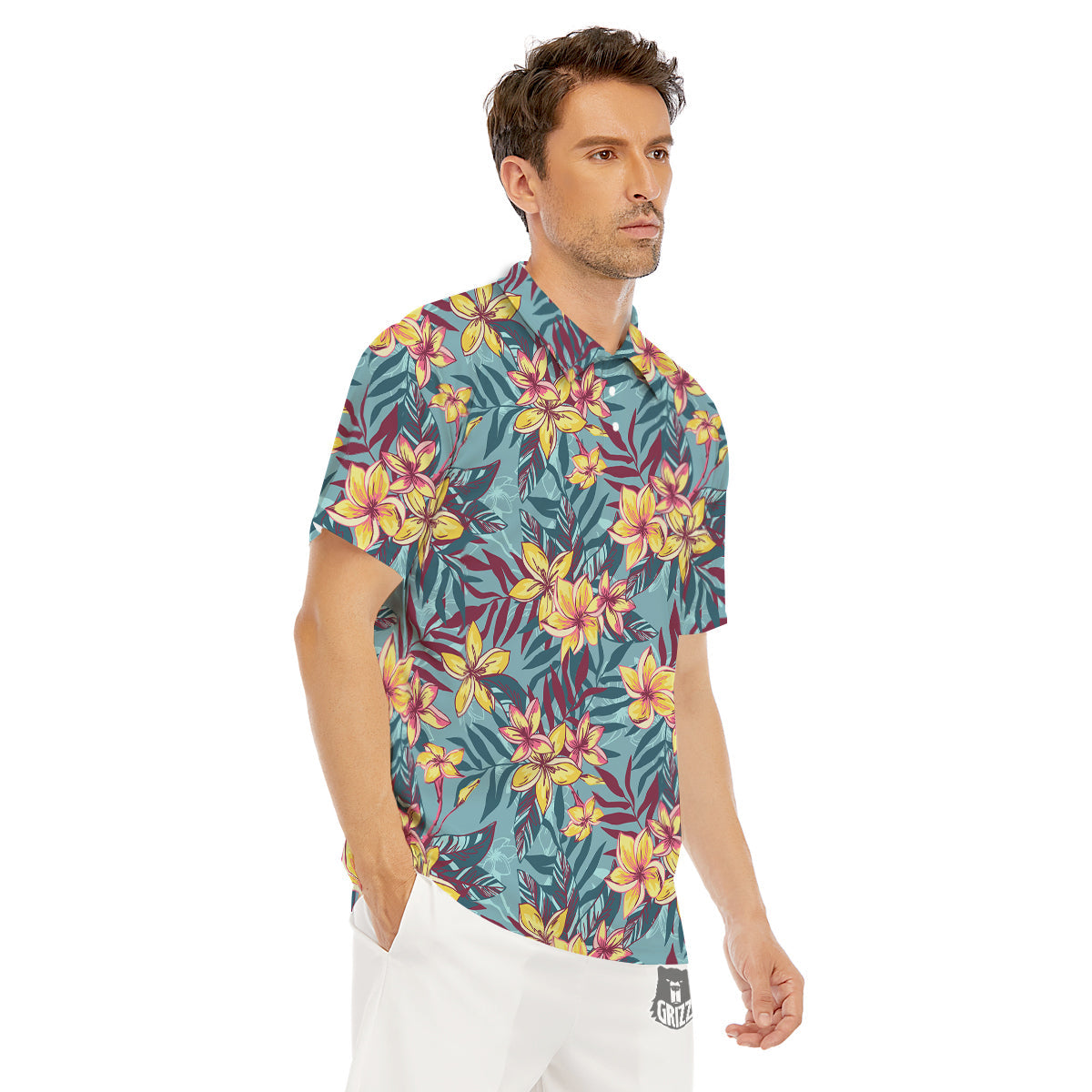 Plumeria Frangipani Tropical Print Pattern Men's Golf Shirts-grizzshop