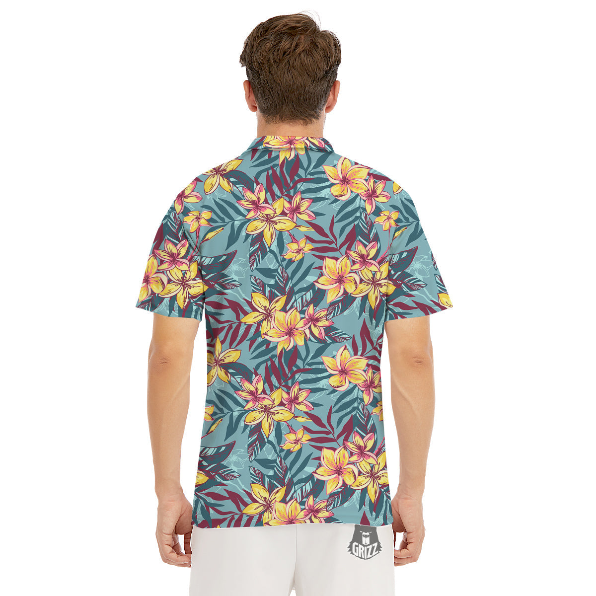 Plumeria Frangipani Tropical Print Pattern Men's Golf Shirts-grizzshop