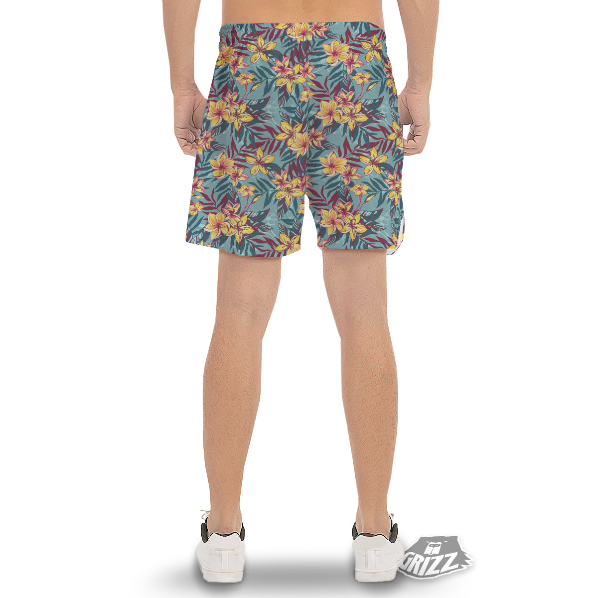 Plumeria Frangipani Tropical Print Pattern Men's Gym Shorts-grizzshop