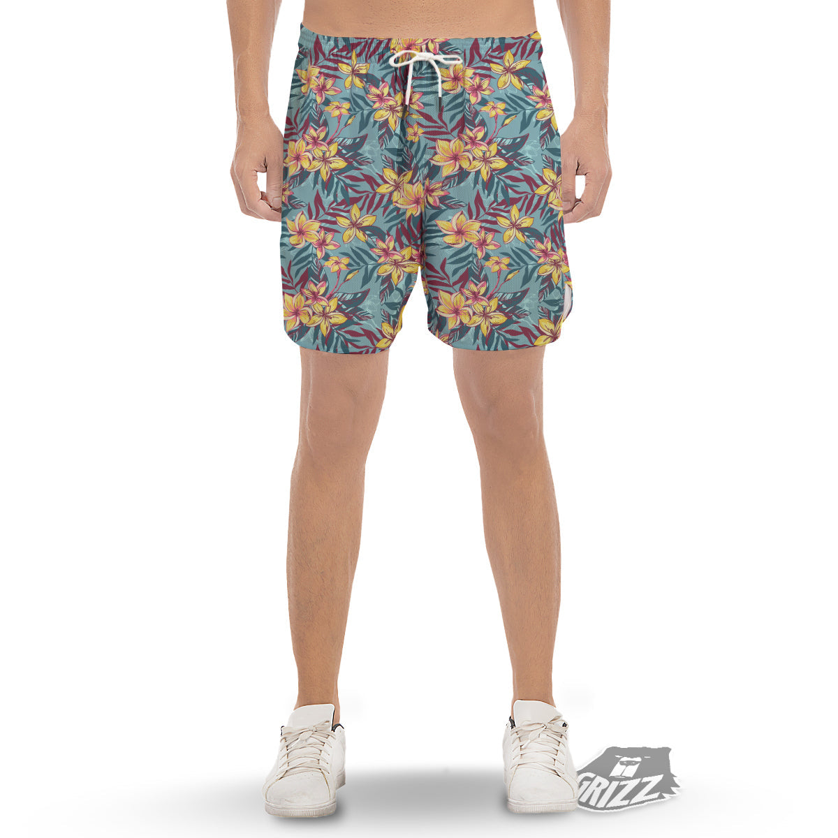 Plumeria Frangipani Tropical Print Pattern Men's Gym Shorts-grizzshop