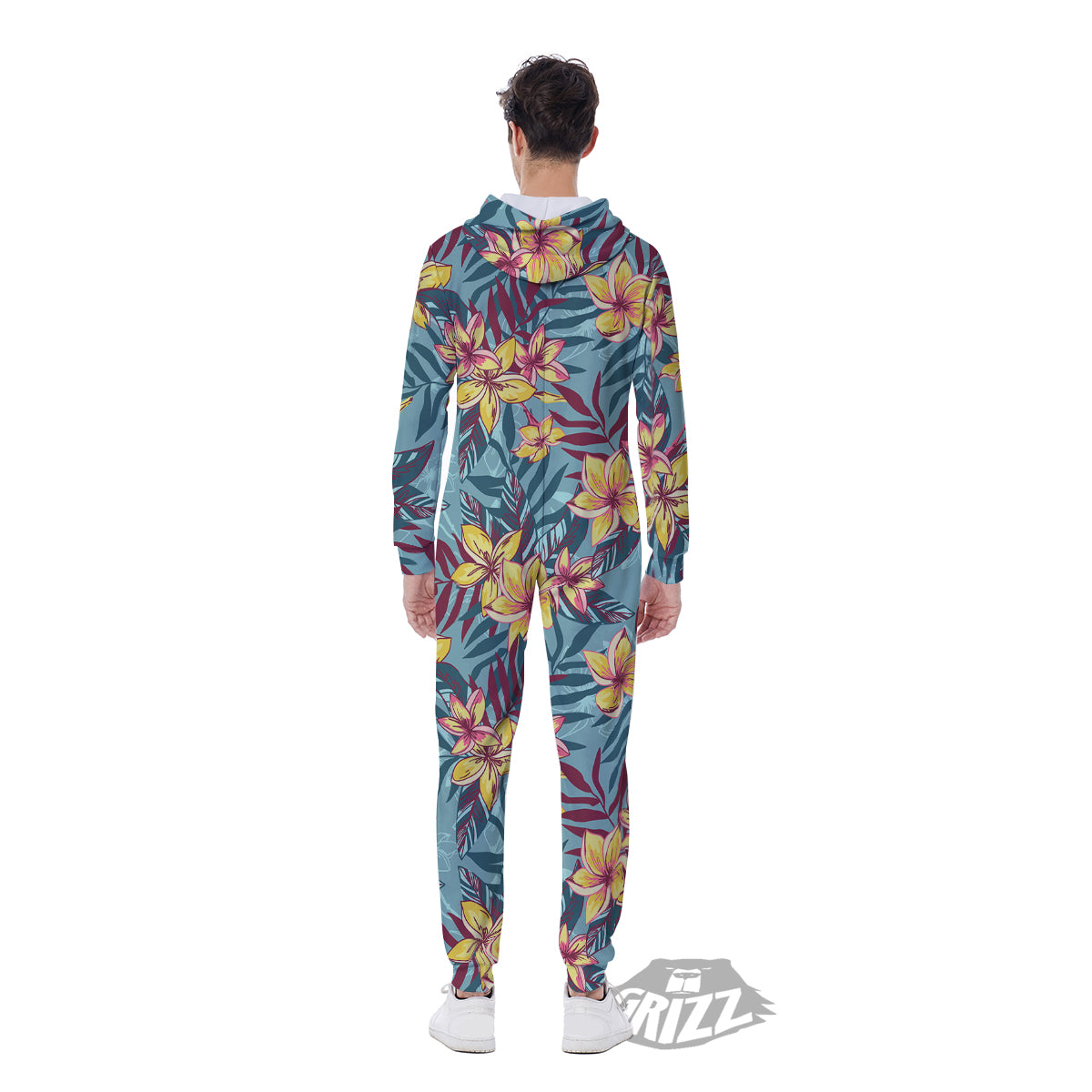Plumeria Frangipani Tropical Print Pattern Men's Jumpsuit-grizzshop