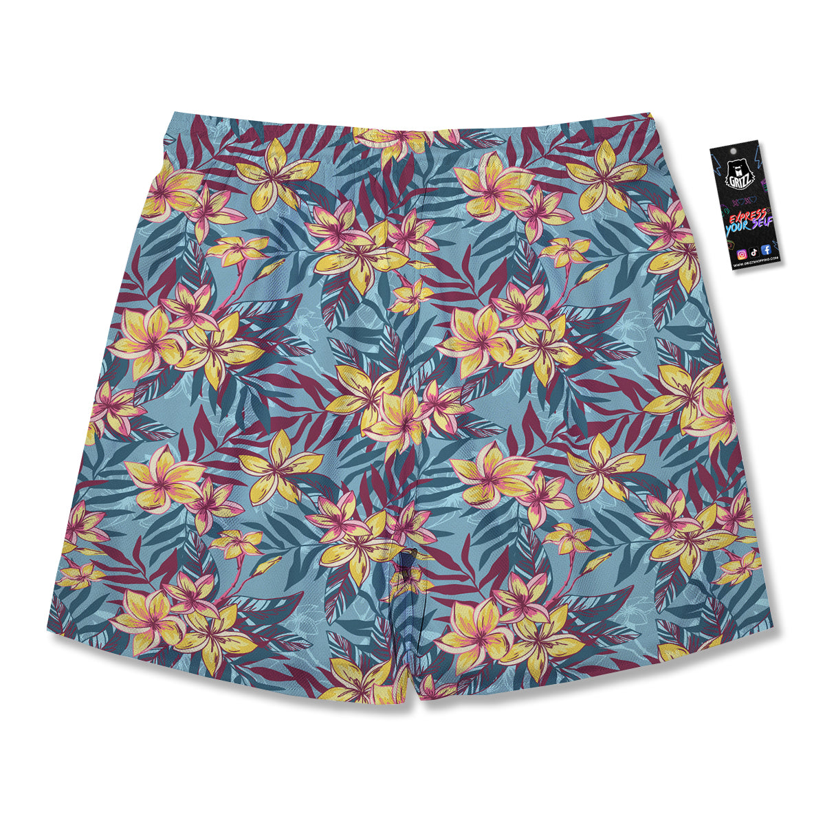 Plumeria Frangipani Tropical Print Pattern Men's Running Shorts-grizzshop