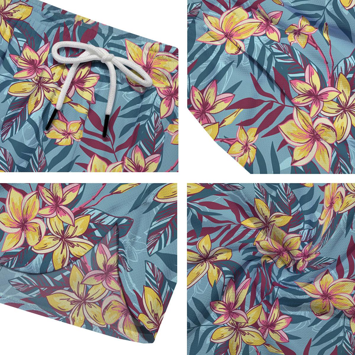 Plumeria Frangipani Tropical Print Pattern Men's Running Shorts-grizzshop