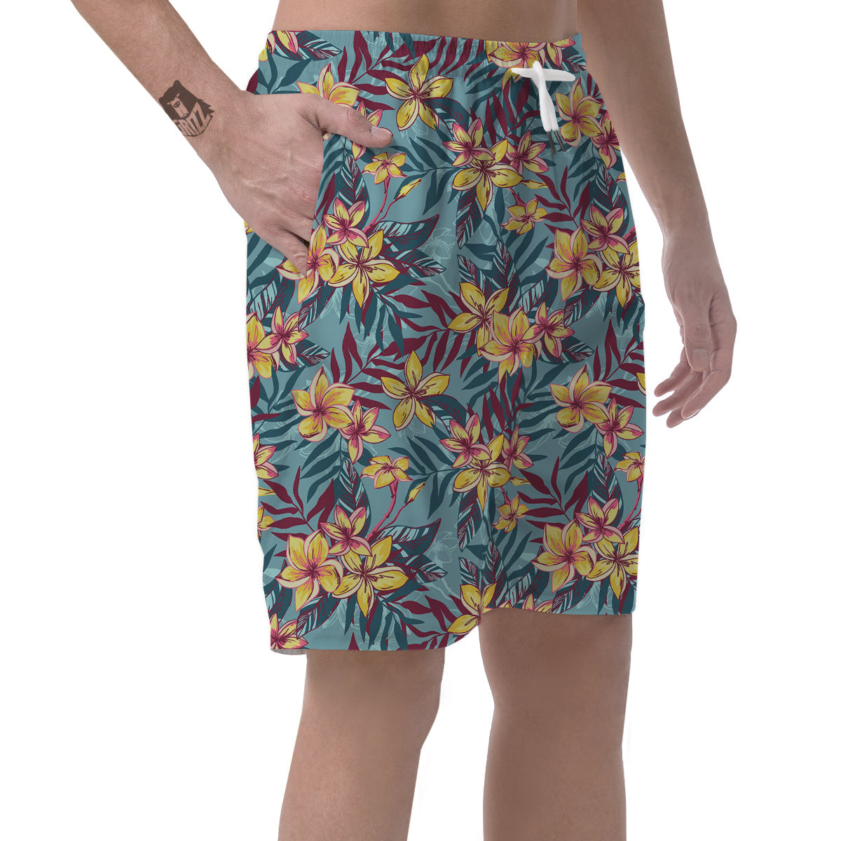 Plumeria Frangipani Tropical Print Pattern Men's Shorts-grizzshop