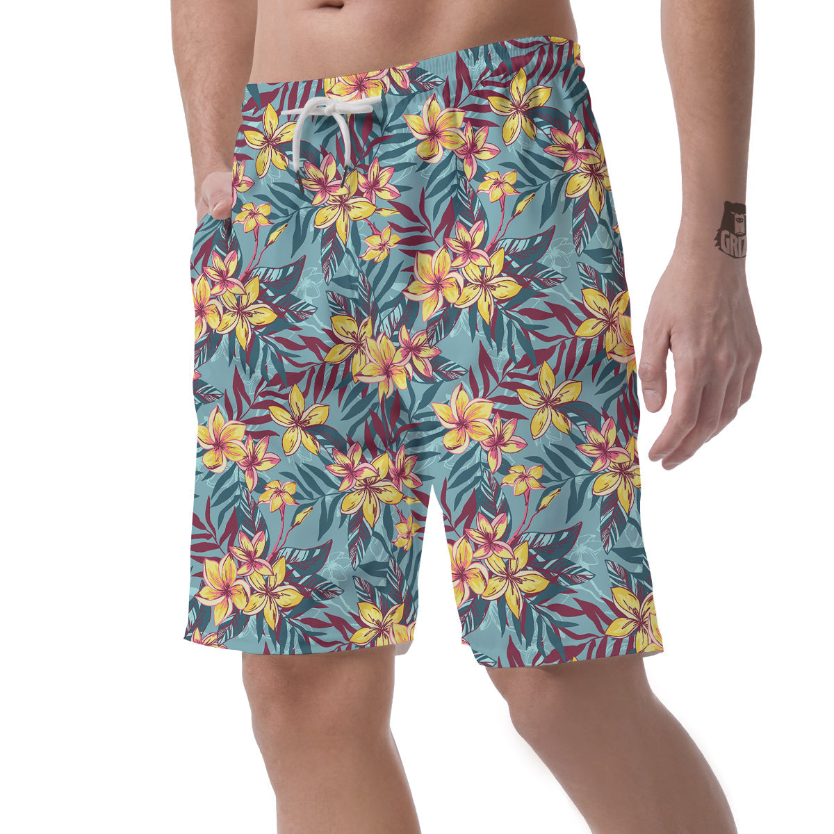 Plumeria Frangipani Tropical Print Pattern Men's Shorts-grizzshop