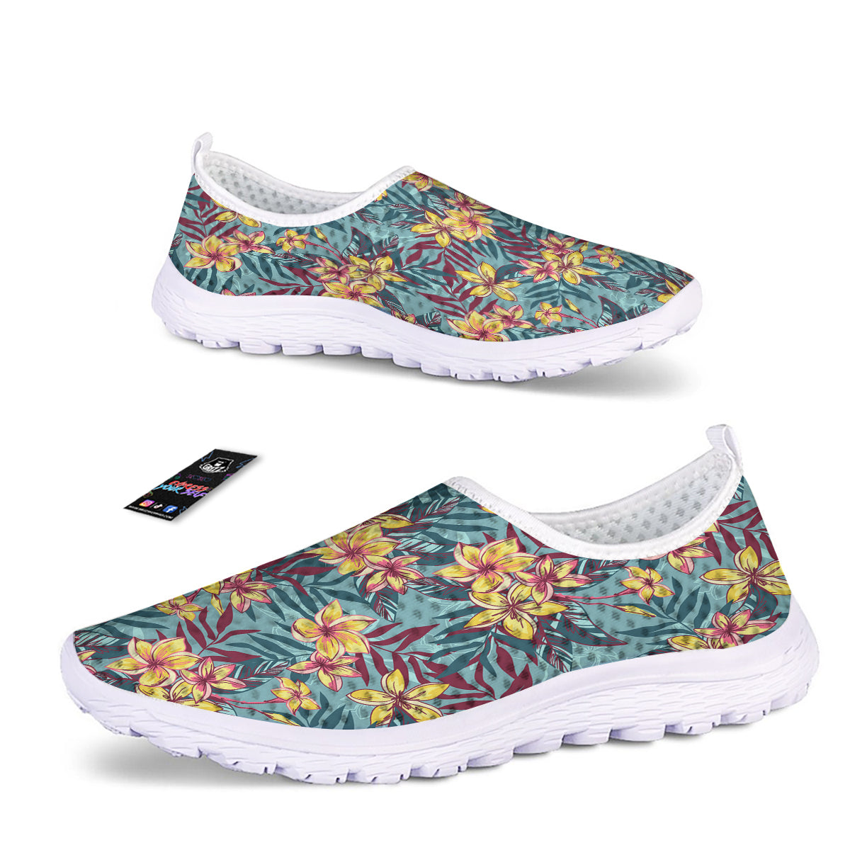 Plumeria Frangipani Tropical Print Pattern Nurse Shoes-grizzshop