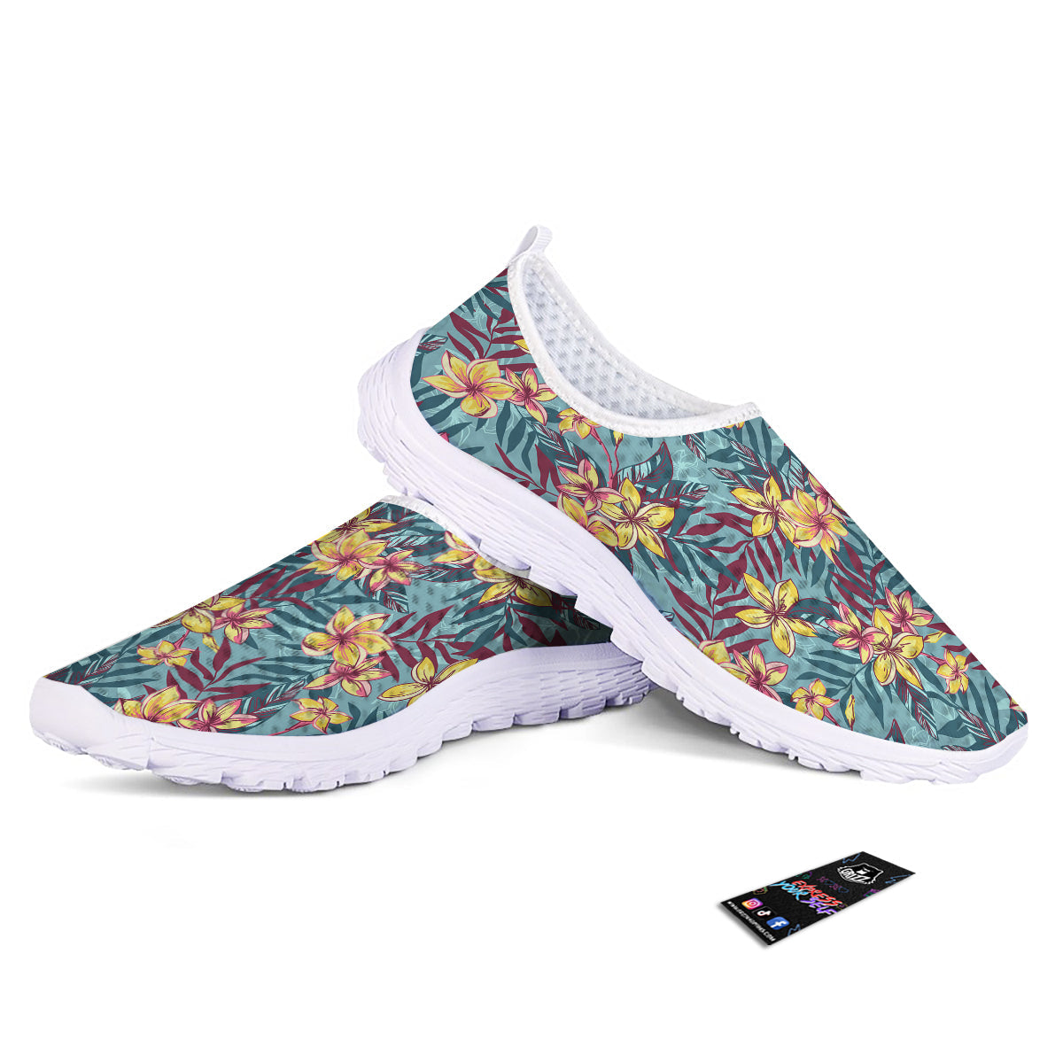 Plumeria Frangipani Tropical Print Pattern Nurse Shoes-grizzshop