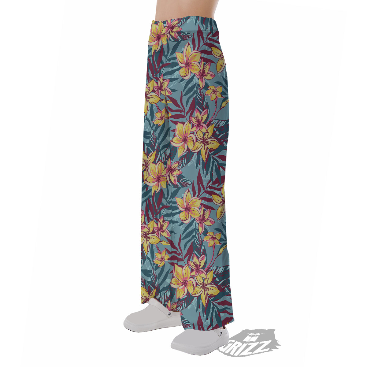 Plumeria Frangipani Tropical Print Pattern Pajama Pants-grizzshop