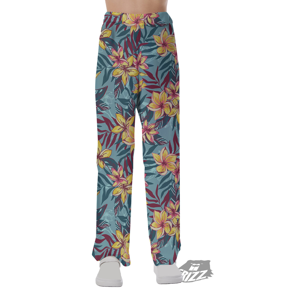 Plumeria Frangipani Tropical Print Pattern Pajama Pants-grizzshop