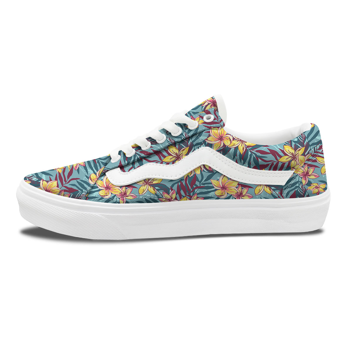 Plumeria Frangipani Tropical Print Pattern Skate Shoes-grizzshop