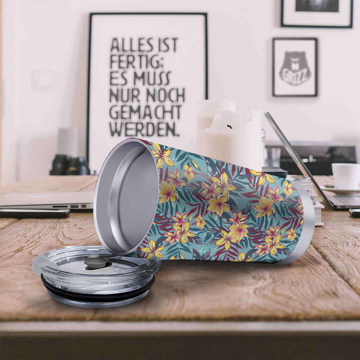 Plumeria Frangipani Tropical Print Pattern Tumbler-grizzshop