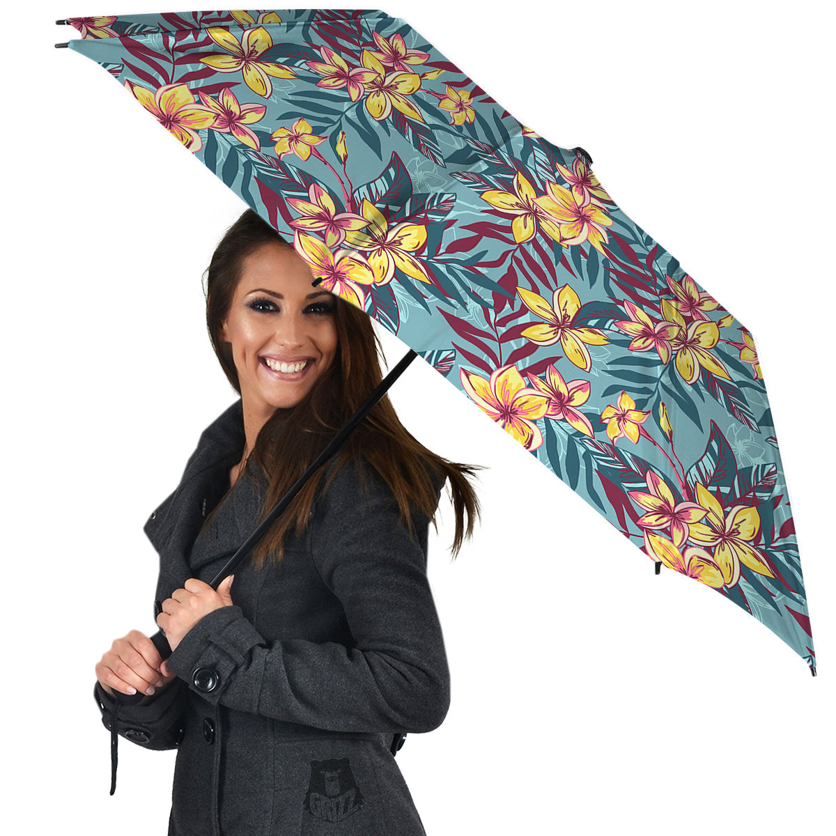 Plumeria Frangipani Tropical Print Pattern Umbrella-grizzshop