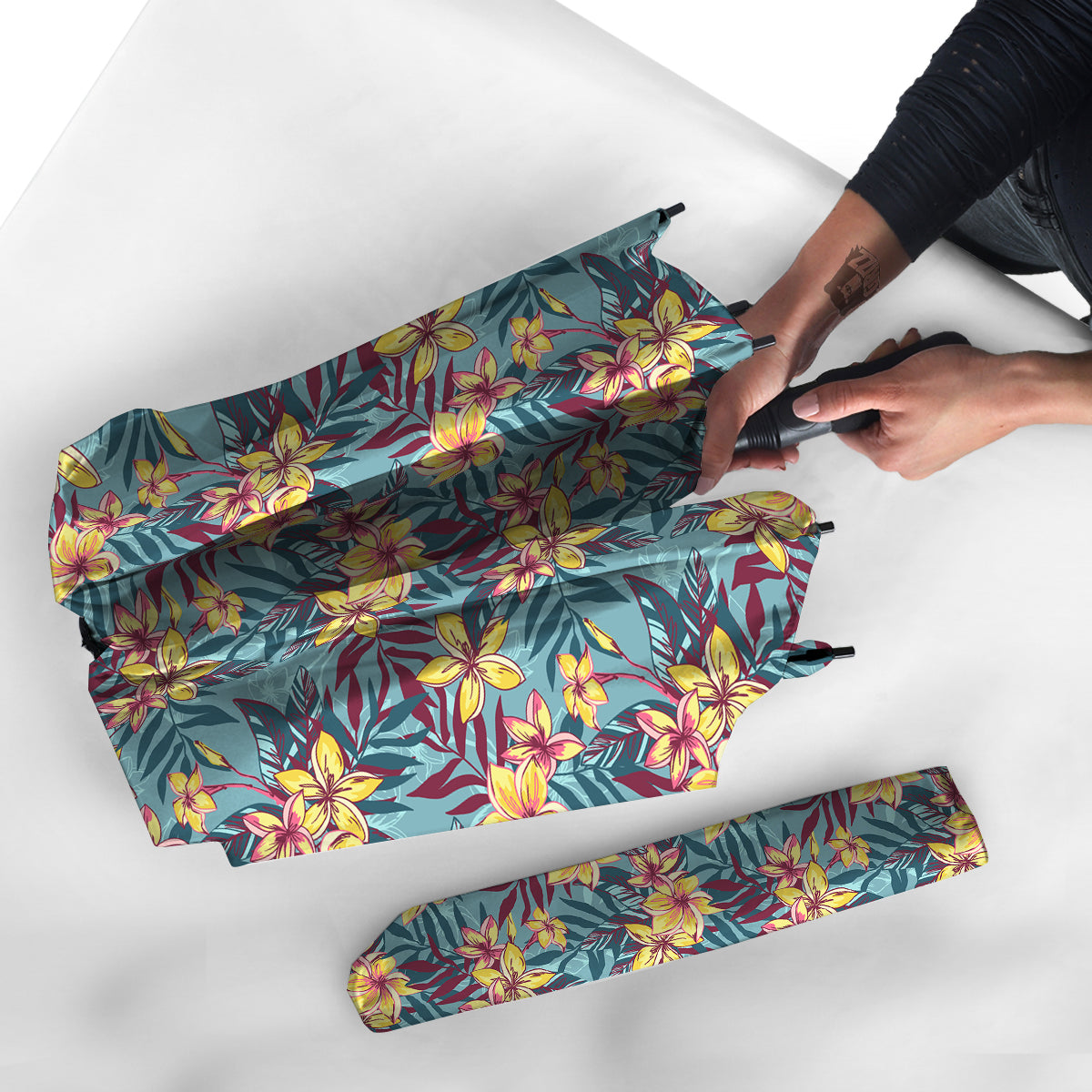 Plumeria Frangipani Tropical Print Pattern Umbrella-grizzshop