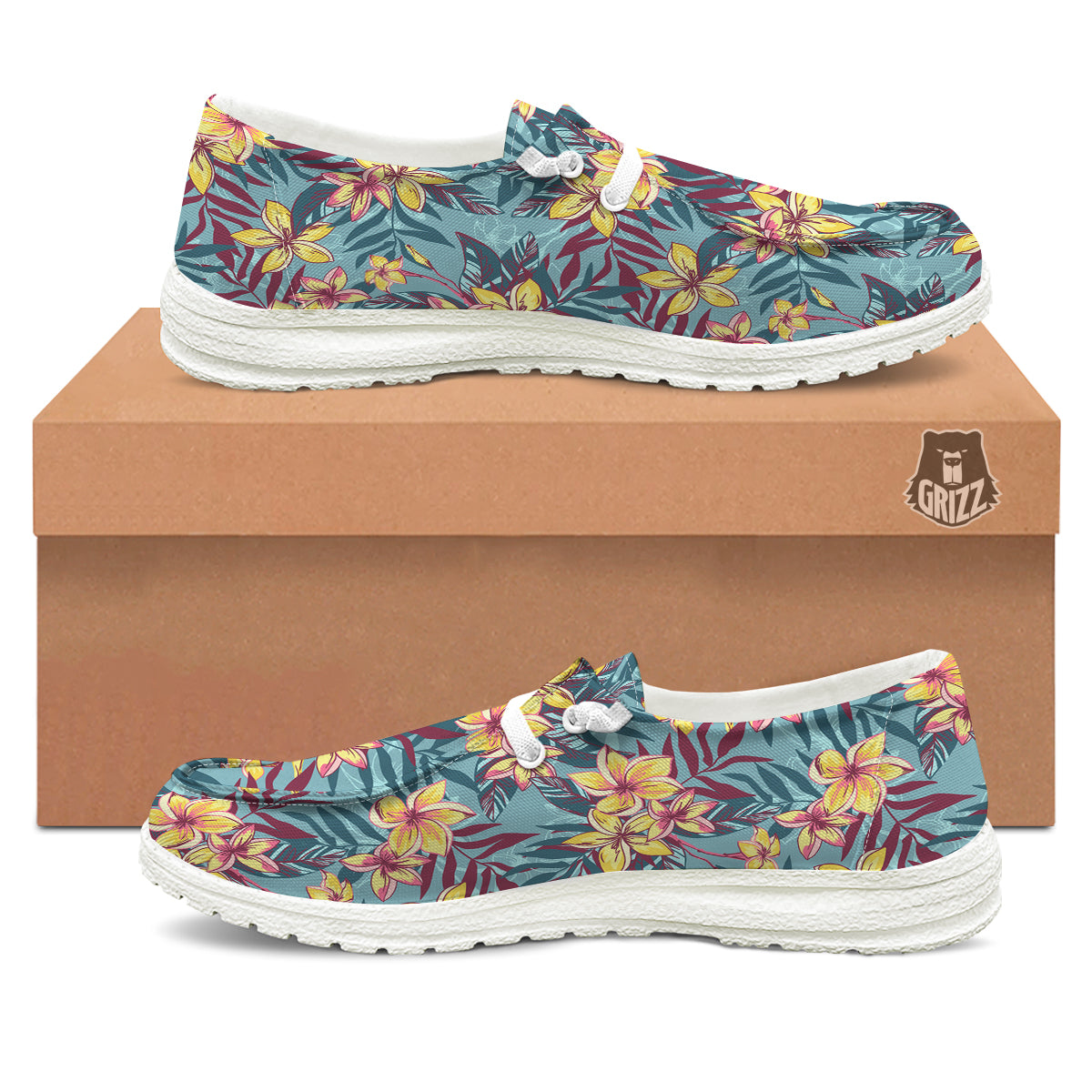Plumeria Frangipani Tropical Print Pattern White Loafers-grizzshop
