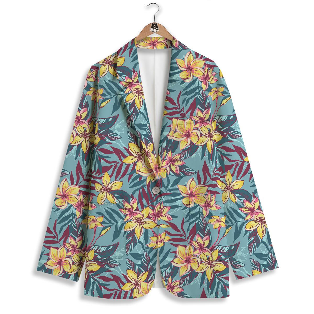 Plumeria Frangipani Tropical Print Pattern Women's Blazer-grizzshop