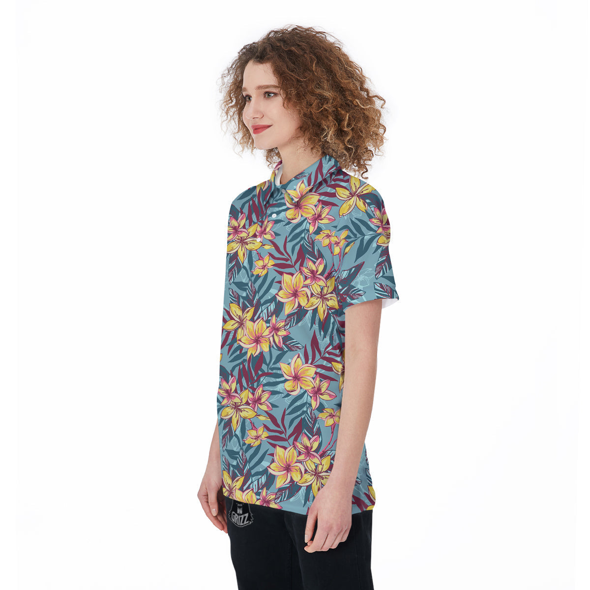 Plumeria Frangipani Tropical Print Pattern Women's Golf Shirts-grizzshop