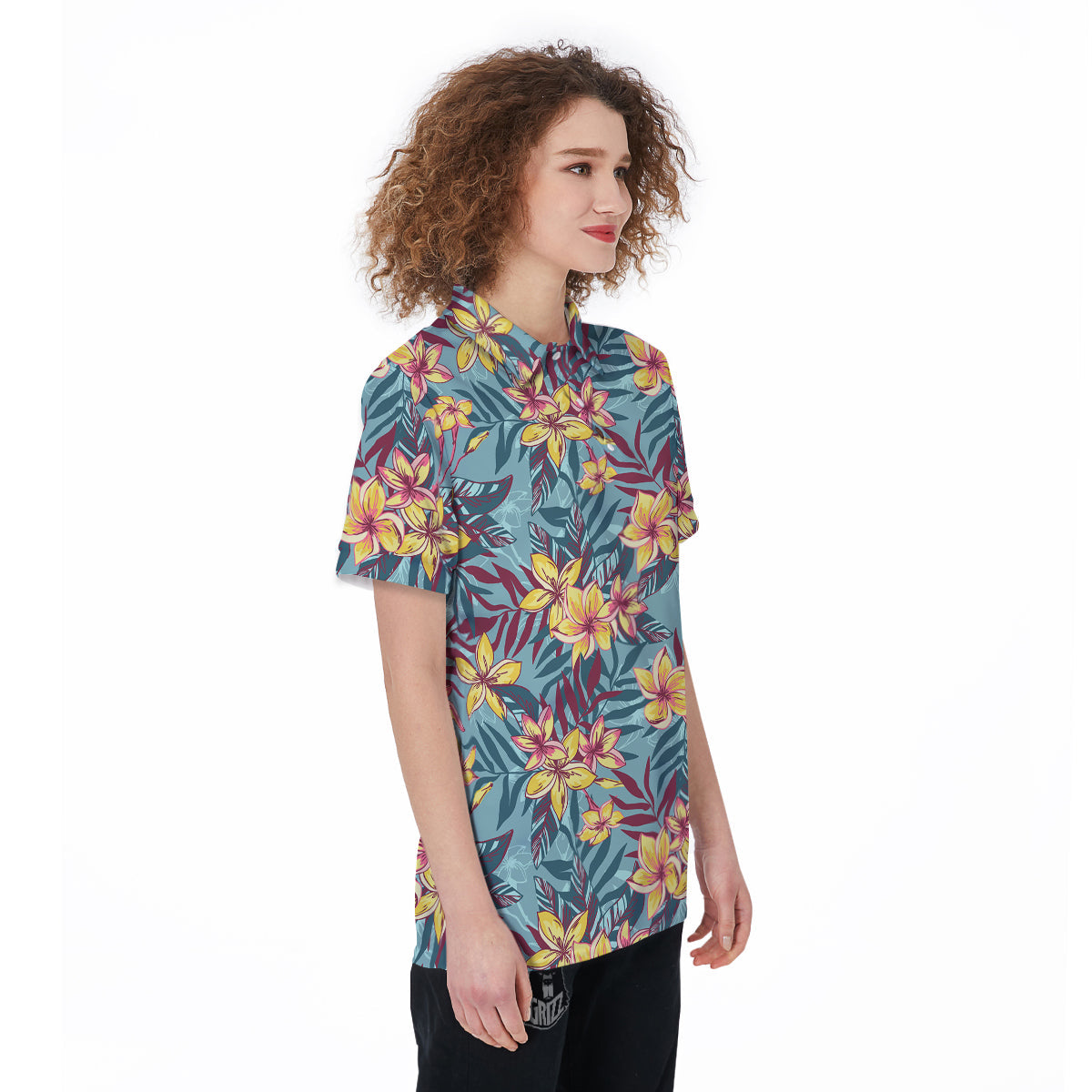Plumeria Frangipani Tropical Print Pattern Women's Golf Shirts-grizzshop