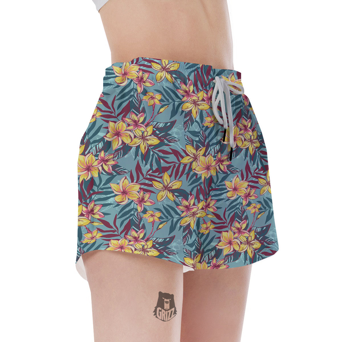 Plumeria Frangipani Tropical Print Pattern Women's Shorts-grizzshop