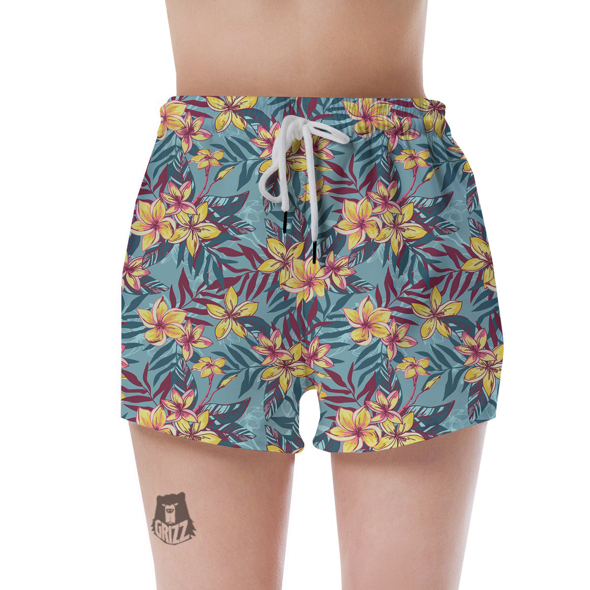 Plumeria Frangipani Tropical Print Pattern Women's Shorts-grizzshop