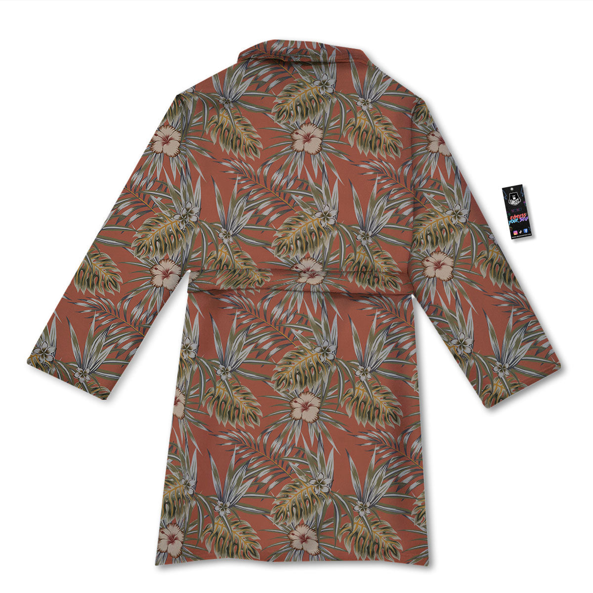 Plumeria Hibiscus Vintage Print Pattern Bathrobe-grizzshop