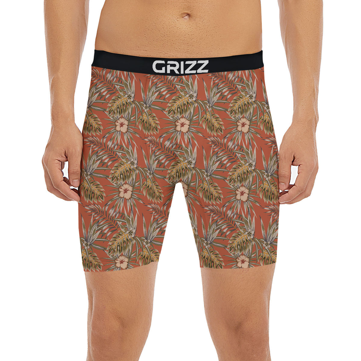 Plumeria Hibiscus Vintage Print Pattern Boxer Briefs-grizzshop