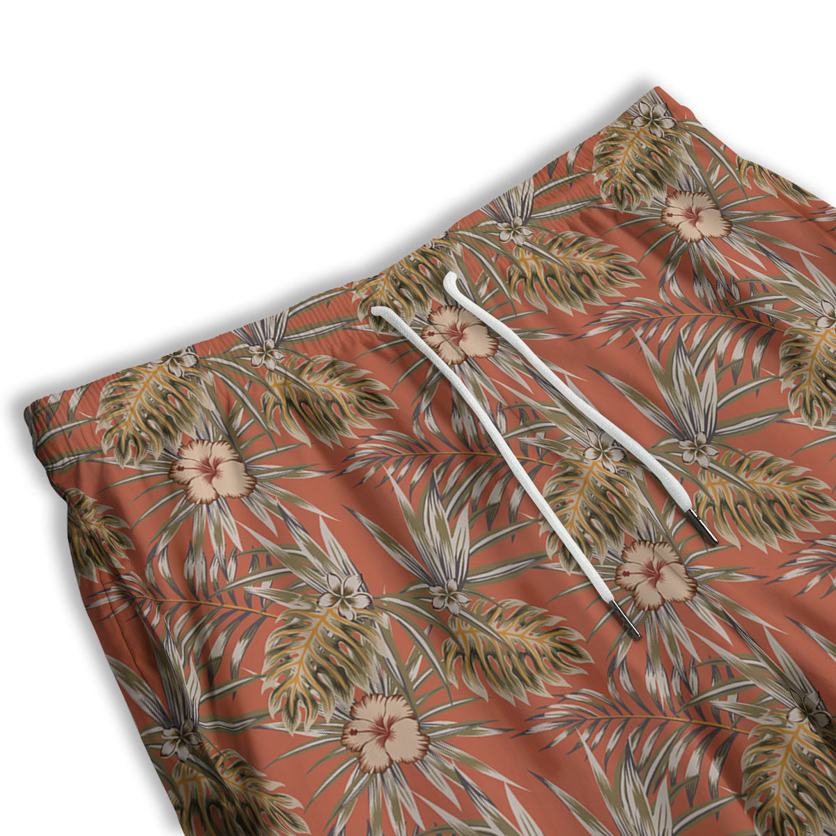 Plumeria Hibiscus Vintage Print Pattern Men's Athletic Shorts