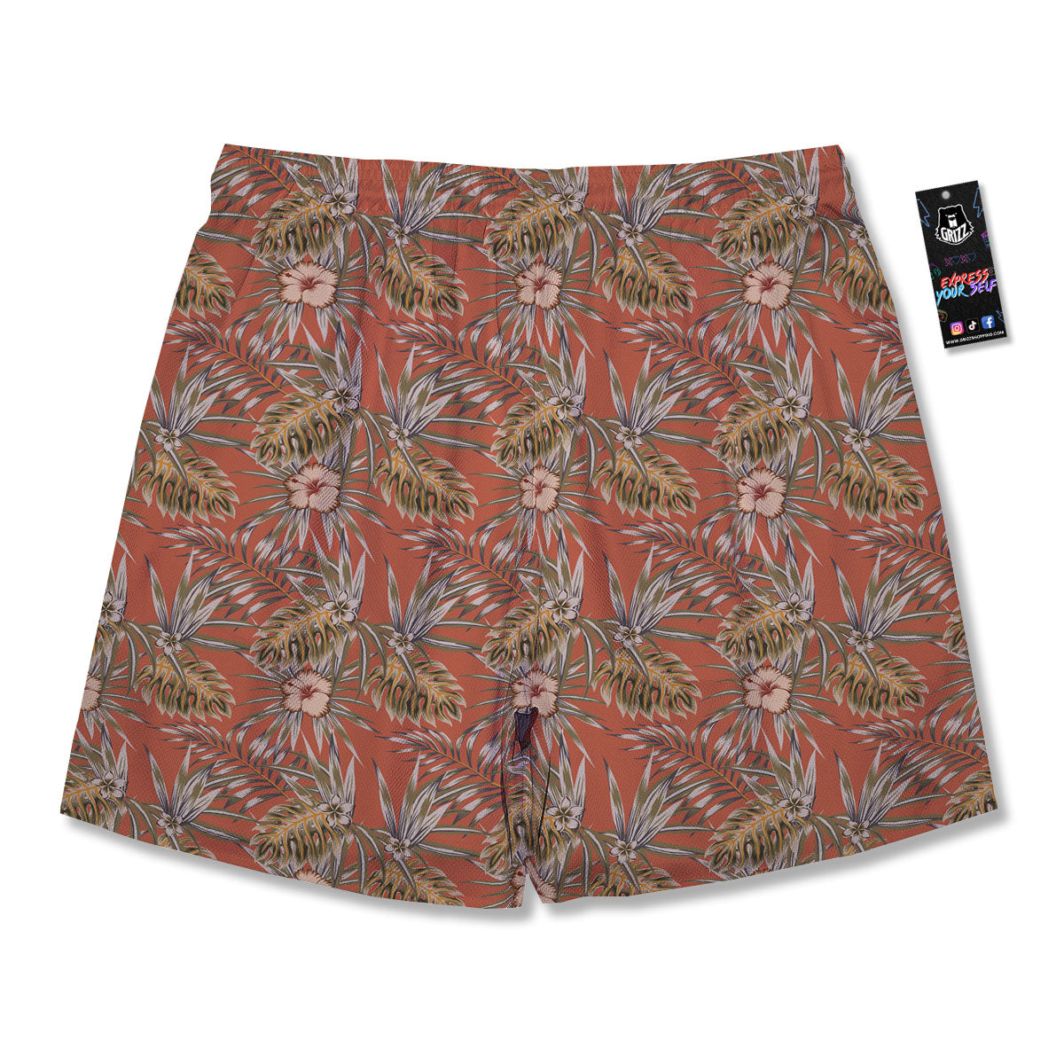 Plumeria Hibiscus Vintage Print Pattern Men's Running Shorts-grizzshop