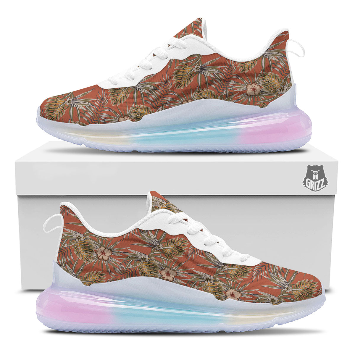 Plumeria Hibiscus Vintage Print Pattern Running Sneakers-grizzshop