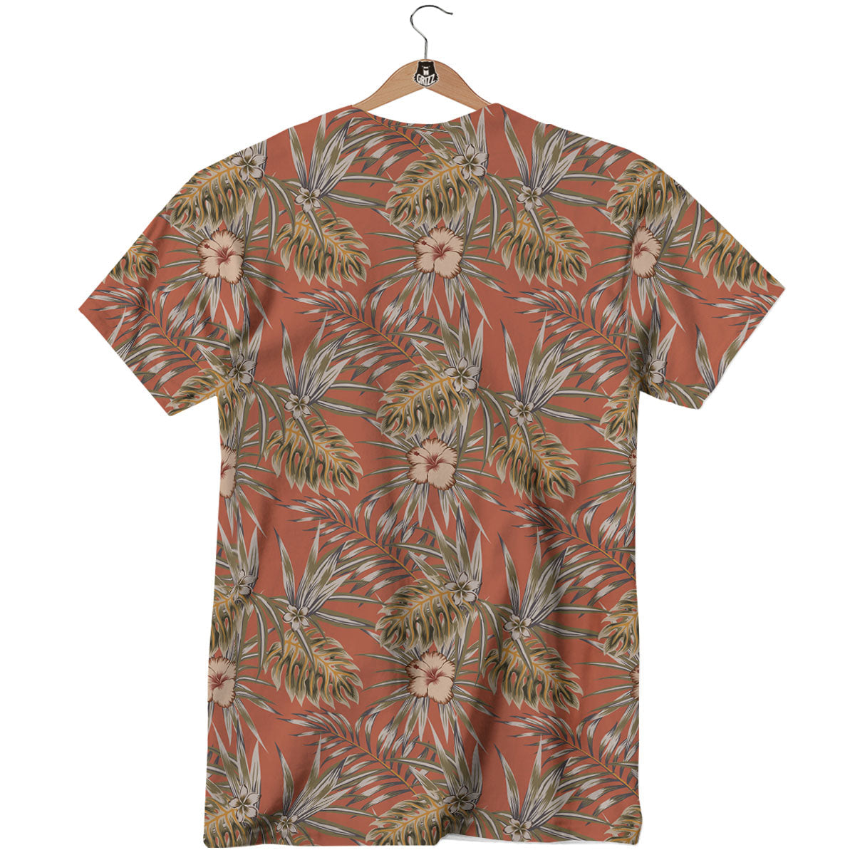 Plumeria Hibiscus Vintage Print Pattern T-Shirt-grizzshop