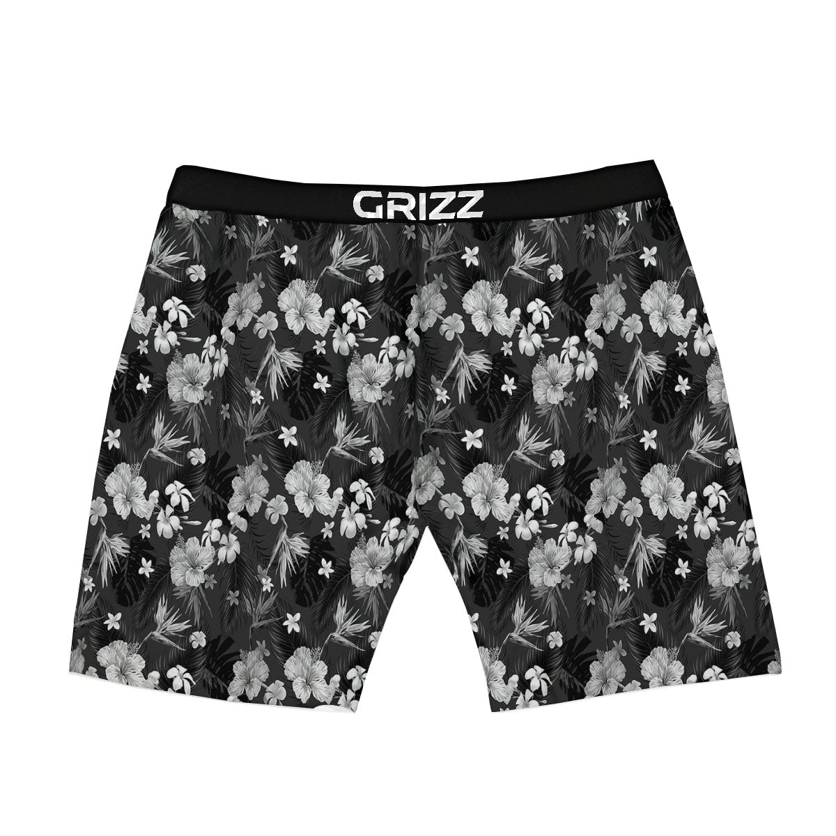 Plumeria Monochrome Print Pattern Boxer Briefs-grizzshop