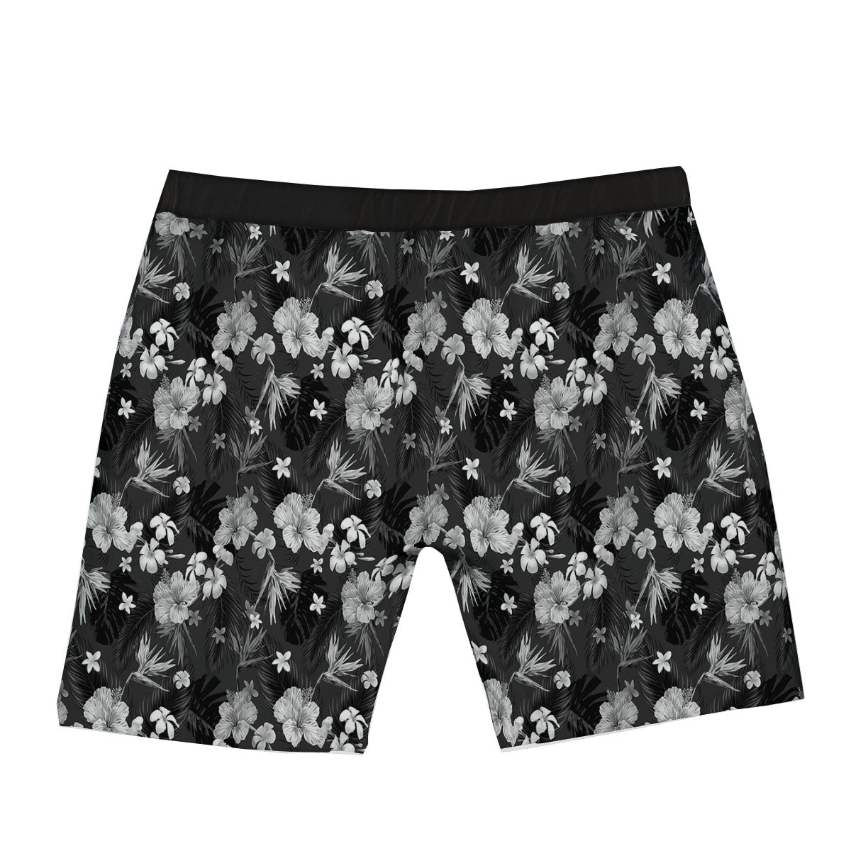 Plumeria Monochrome Print Pattern Boxer Briefs-grizzshop